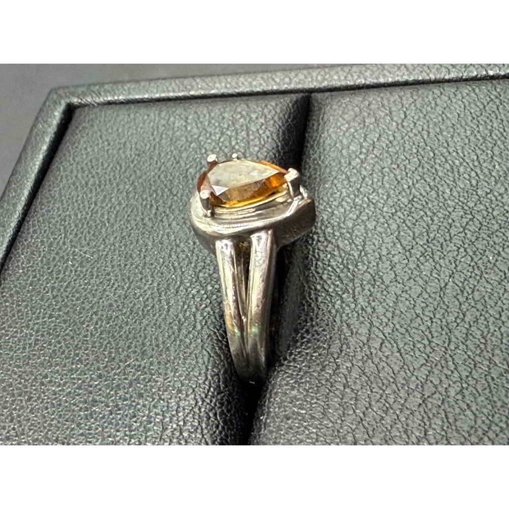 EUC 14k Accent Sterling Silver Citrine Ring Size 6.25 J28 - Picture 6 of 10